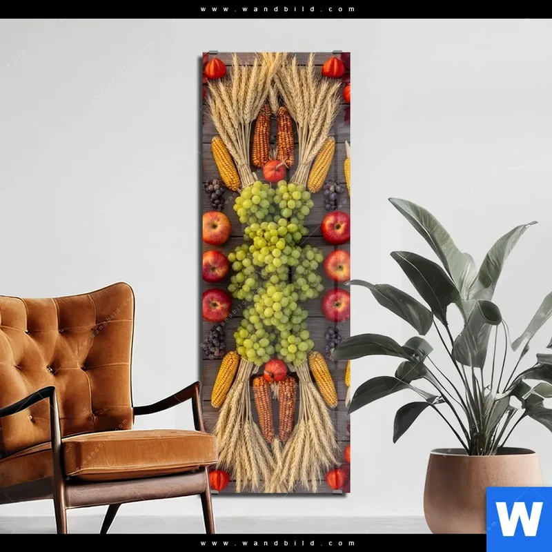 Acrylglasbild | Herbsternte Symmetrie in Bunt | Schmal