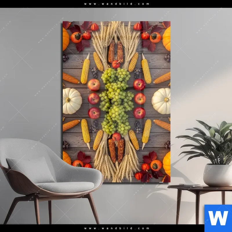 Acrylglasbild | Herbsternte Symmetrie in Bunt | Hochformat