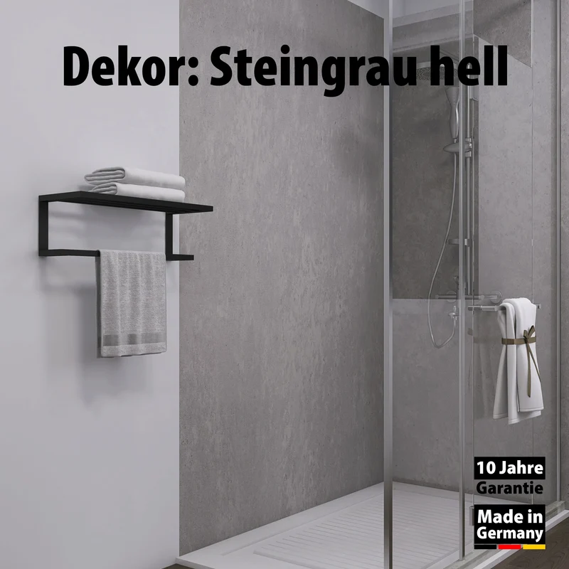 Duschrückwand Steingrau Hell – Zeitloses Design für moderne Badezimmer